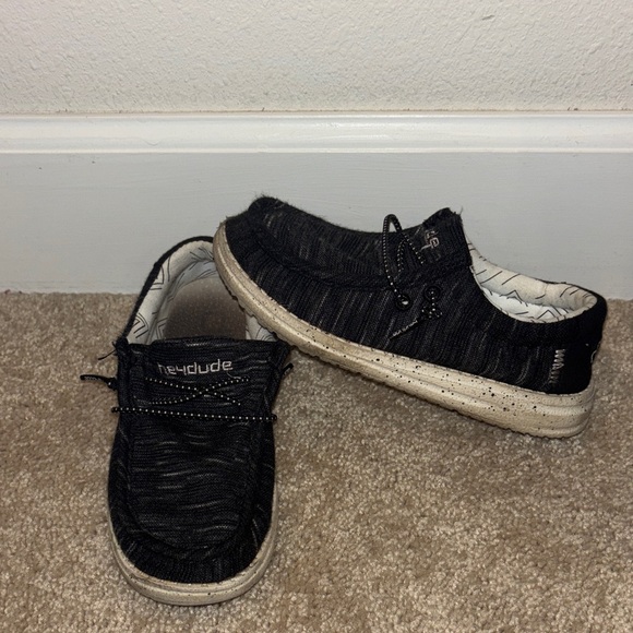 Hey Dude Kids Moccasins in Black and Cream - Picture 1 of 8
